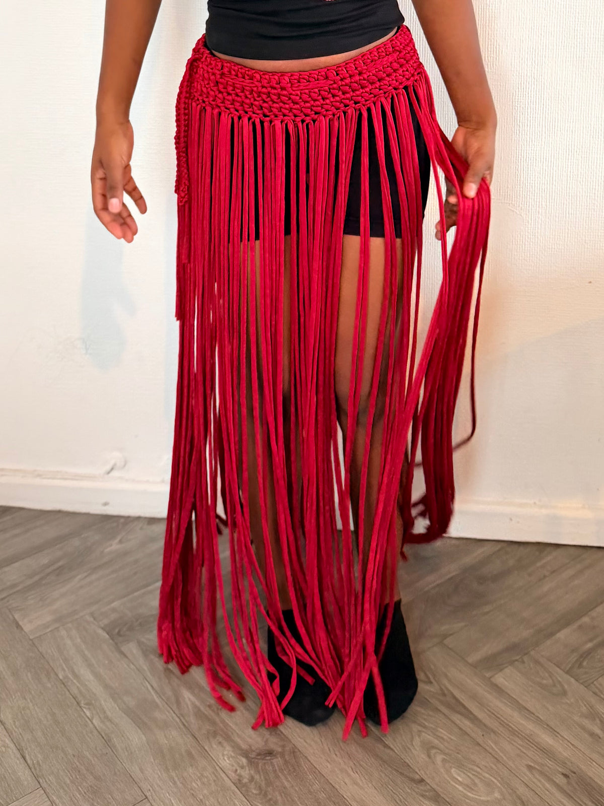 The Sway Handmade beach cover  crotchet fringe long tassel maxi skirt