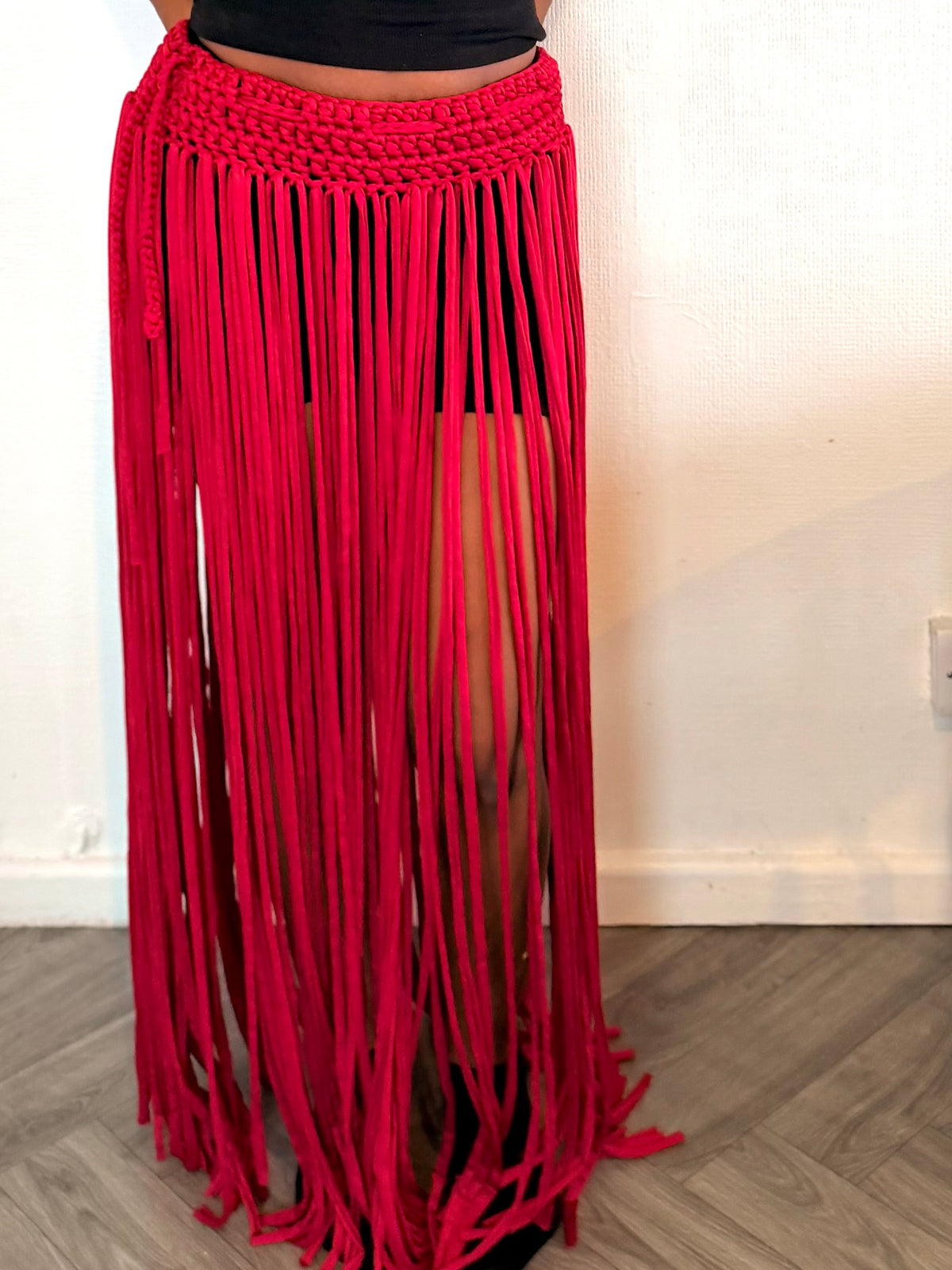 The Sway Handmade beach cover  crotchet fringe long tassel maxi skirt