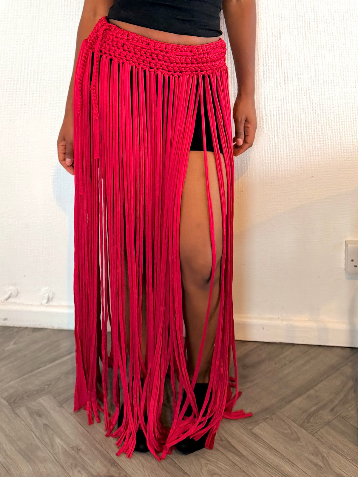 The Sway Handmade beach cover  crotchet fringe long tassel maxi skirt