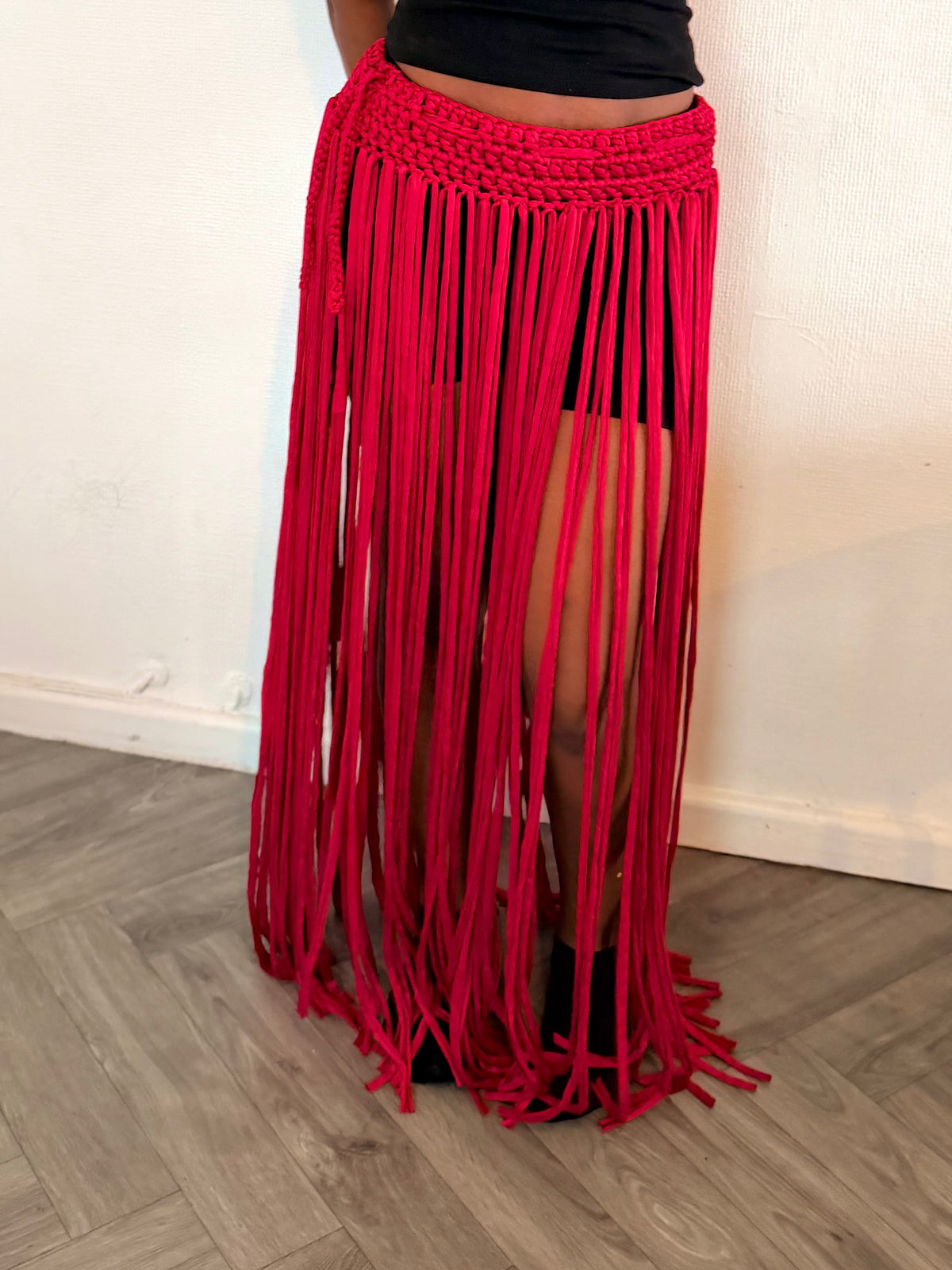 The Sway Handmade beach cover  crotchet fringe long tassel maxi skirt